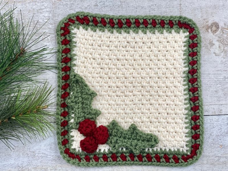 Holly Square Free Crochet Pattern