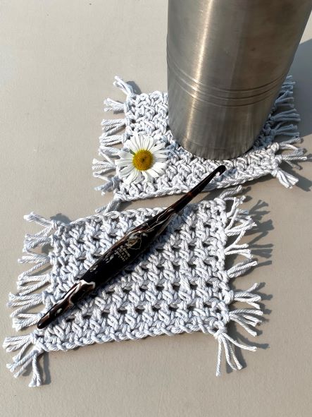 Crochet Mug Rug free pattern tester pictures