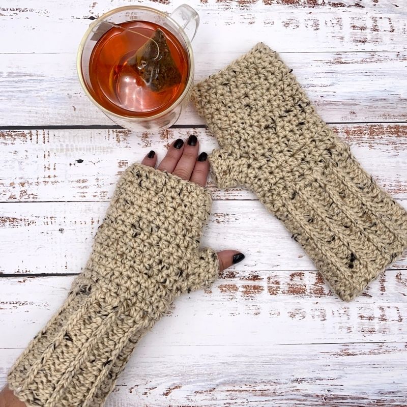 Galloway Fingerless Gloves Free Crochet Pattern and Tutorial