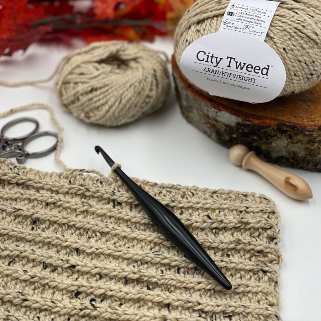 Galloway Beanie Free Crochet Pattern yarn and hook 