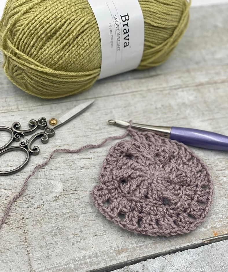 Dahlia Square pattern using Brava Sport yarn