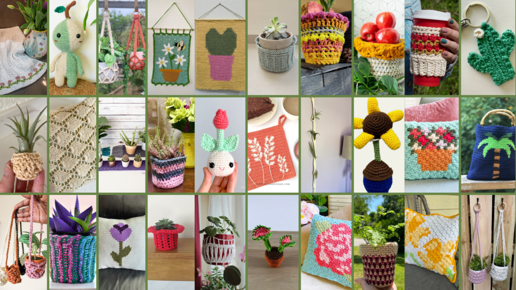 Plants with yarn blog hop collage 