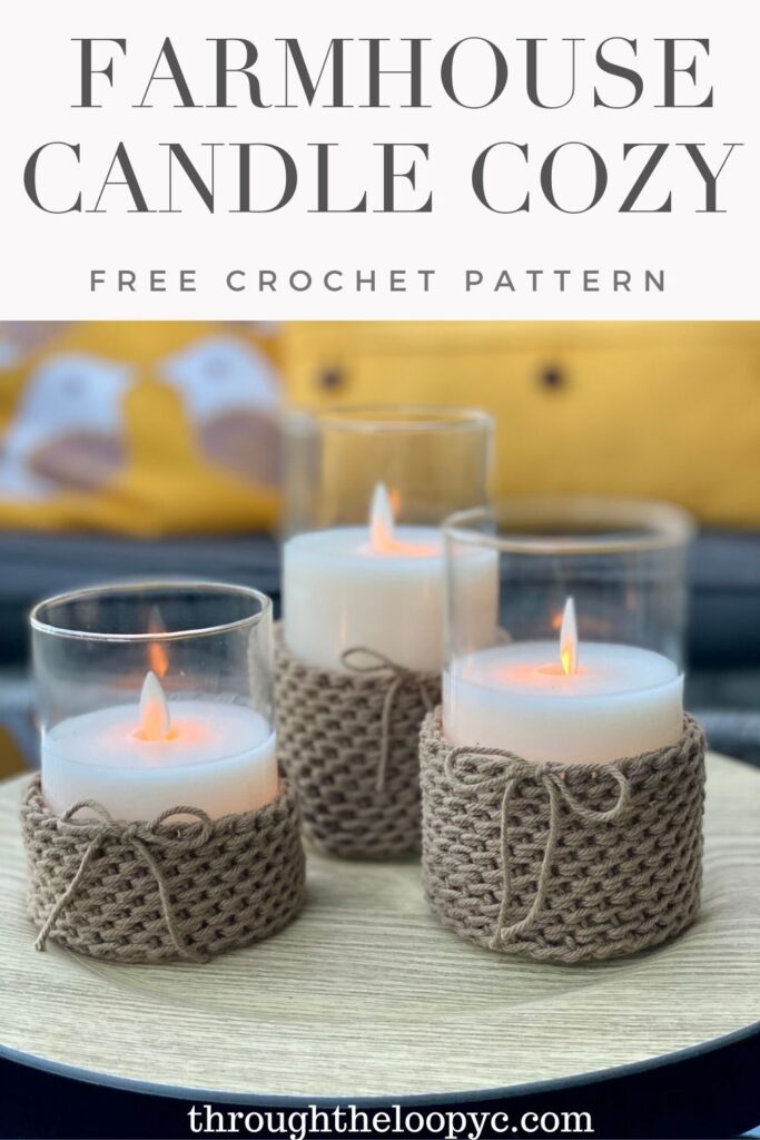 Crochet farmhouse candle cozy pattern 