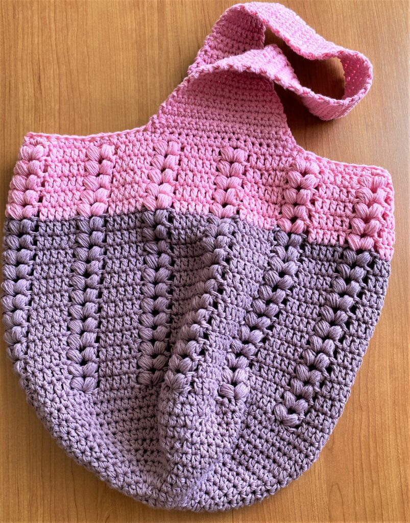 Crochet Tote bag tester picture lavender and pink 