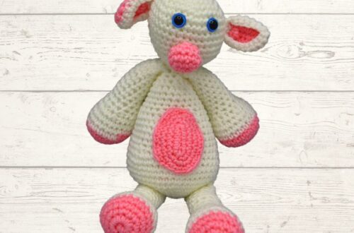 white and pink crochet amigurumi lamb free pattern