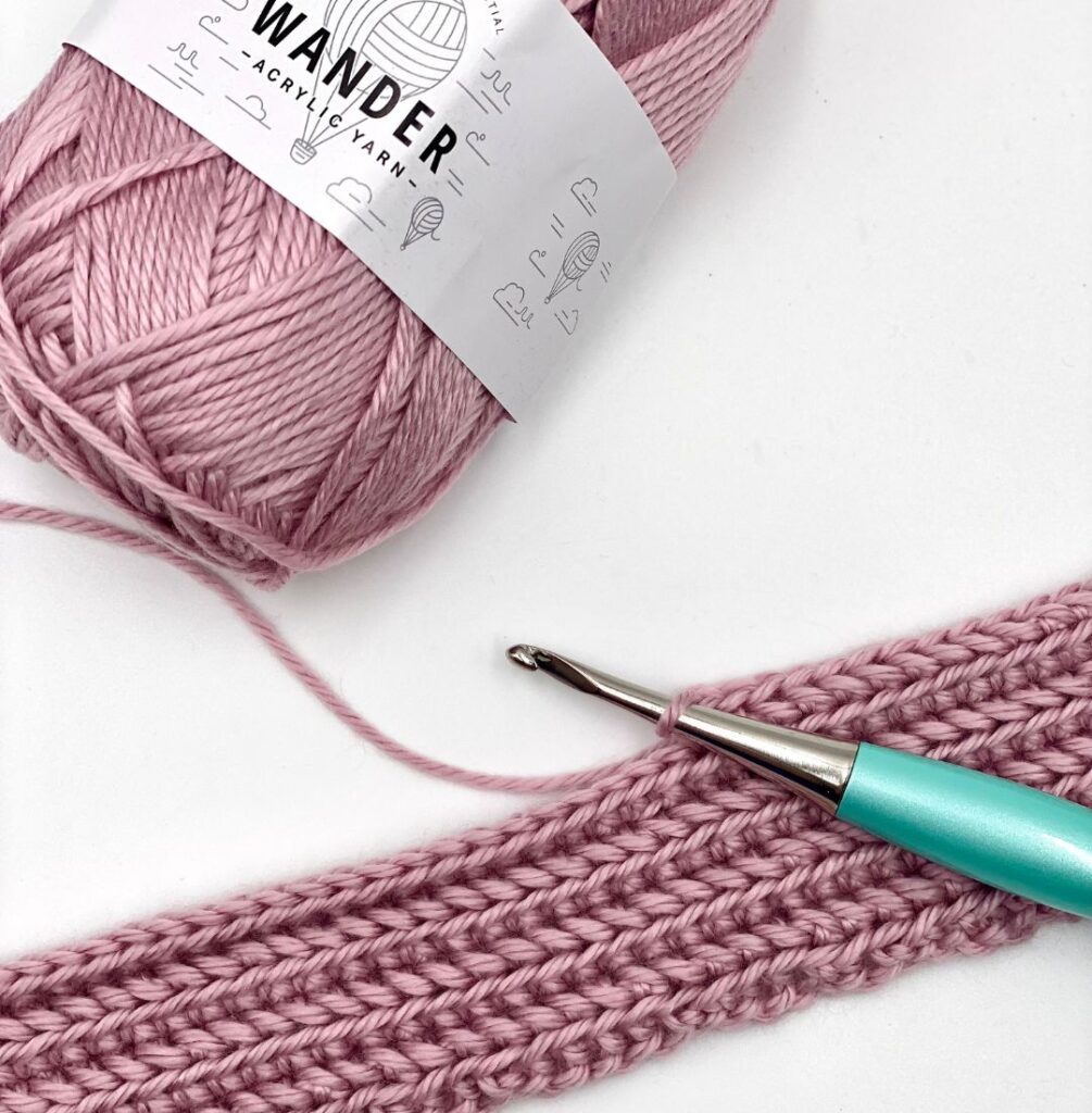 Embry Ear Warmer free crochet pattern WIP picture with Wander yarn