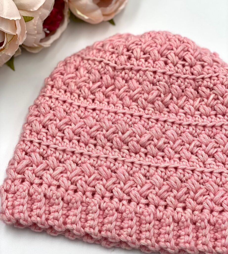 Crochet Chemo hat free pattern, pink 