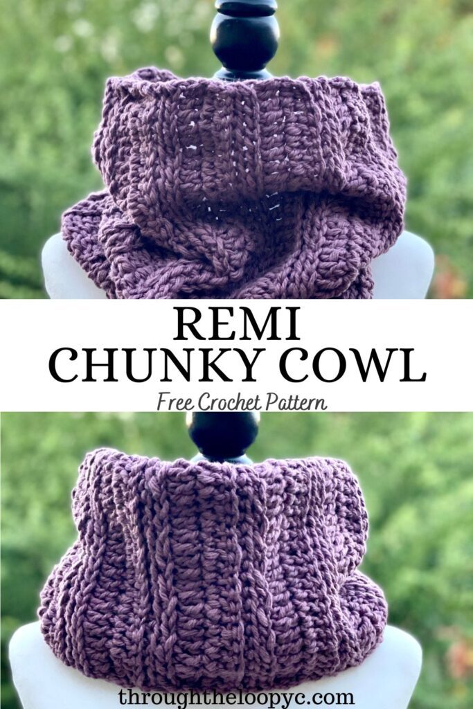 Crochet chunky cowl free pattern purple 