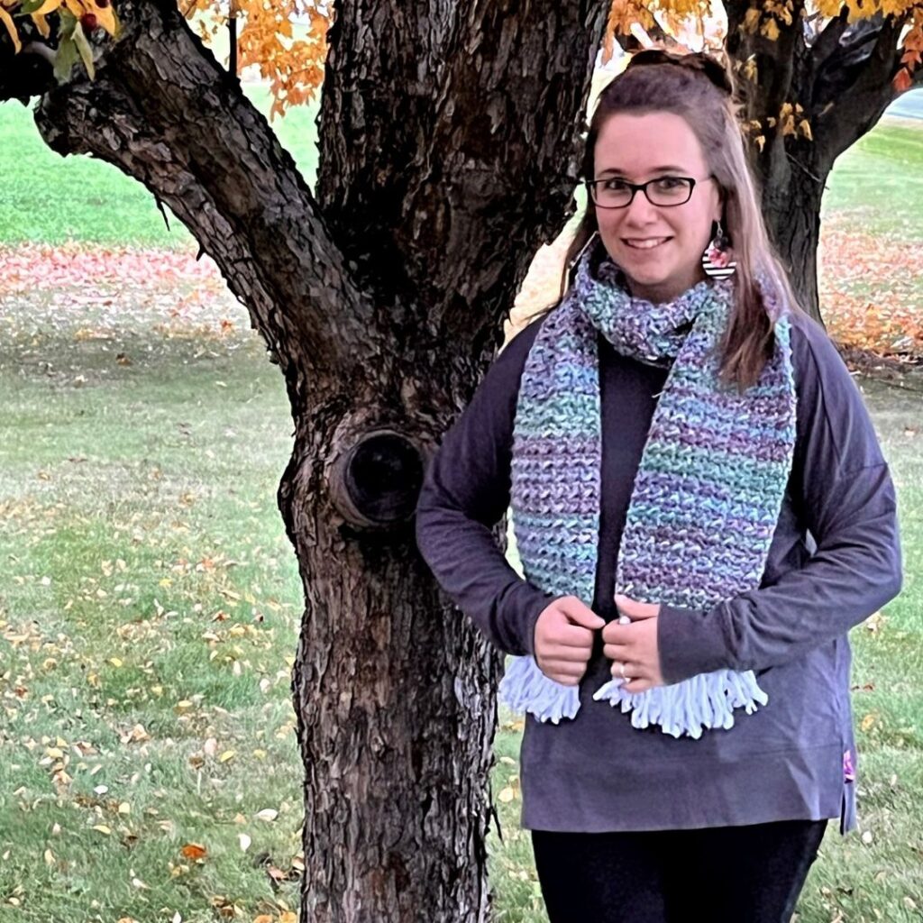 Glenayr Scarf tester photo purple/blue