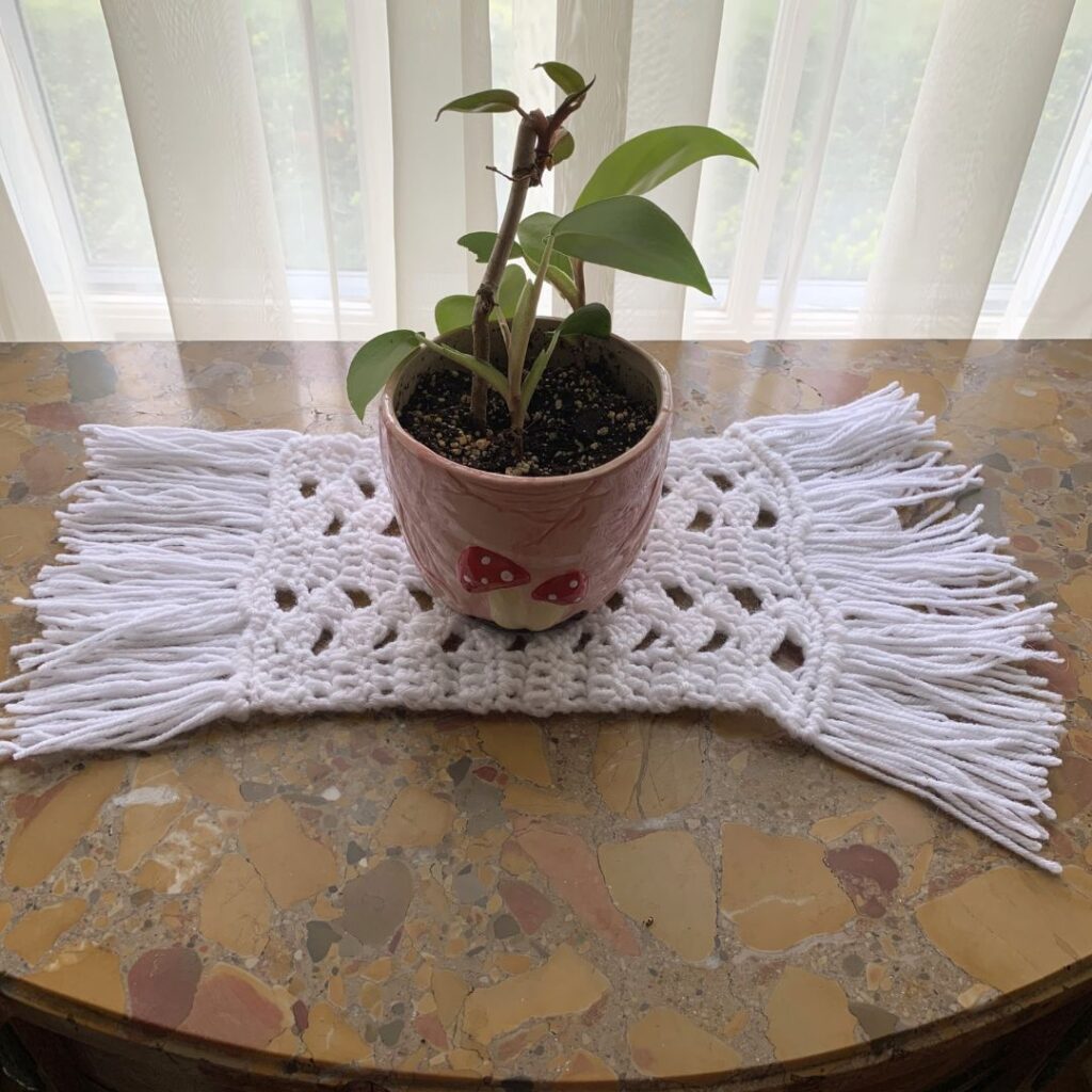 Plant Mat Free Crochet Pattern white 